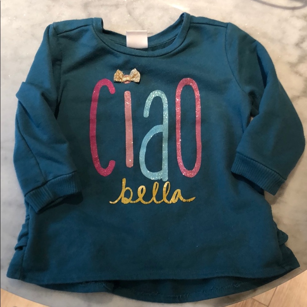 Gymboree blue sweater w/ gold bow